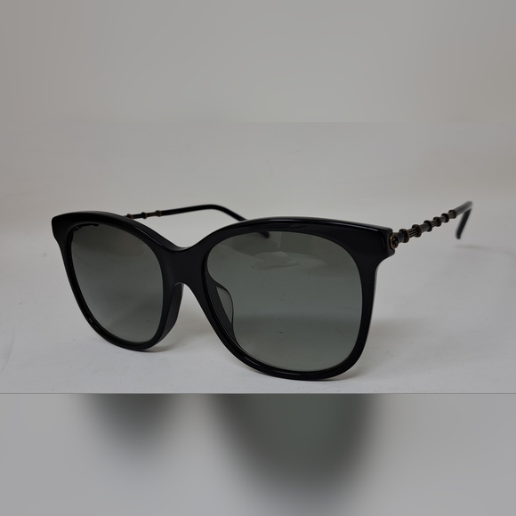 Gucci Sunglasses GG0655SA 001 Black Gold Grey Full Rim Square 56MM 56-17-150 - Picture 9 of 16